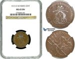 R488, Danish West Indies, Christian X, 1 Cent/5 Bit 1913, NGC MS65BN (Pop 1/1, Finest!)