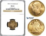 R543, Danish West Indies, Christian IX, 4 Daler/20 Francs 1905, Copenhagen, Gold, NGC MS63