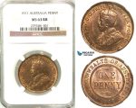 R557, Australia, Edward VII, Penny 1911, NGC MS63RB