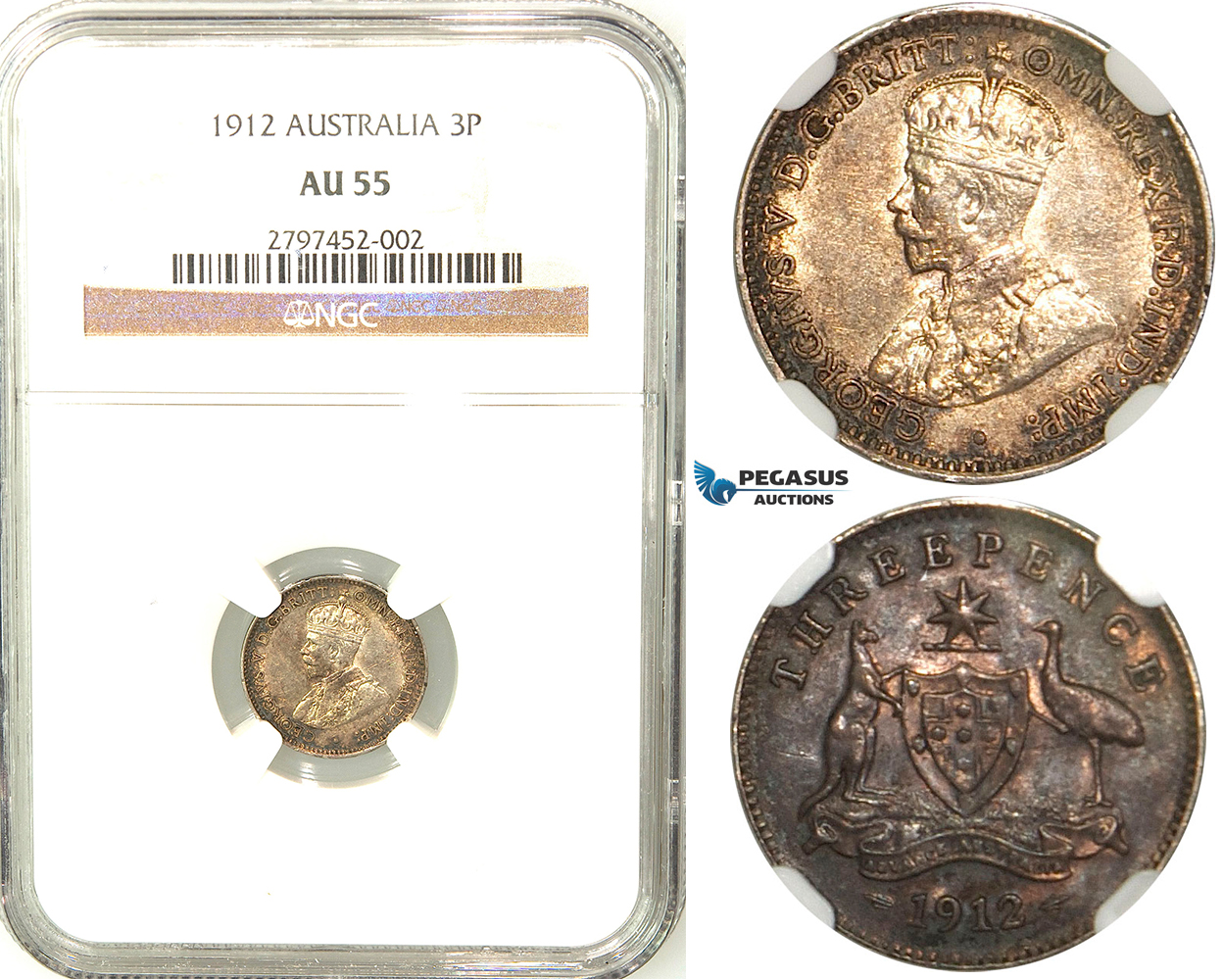 R558, Australia, Edward VII, Threepence 1912, Silver, NGC AU55