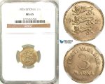 R566, Estonia, 3 Marka 1925, NGC MS65