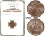 R568, Finland (under Russia) Alexander III, 1 Penni 1883, NGC MS64BN