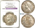 R580, Spain, Alfonso XIII, 5 Pesetas 1888 (88) MS M, Madrid, Silver, NGC AU Det. Extremely Rare!