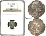 R598, Danish West Indies, Christian IX, 5 Cents 1879, Silver, NGC MS65 (Pop 1/0, Finest!)