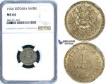 R656, Estonia, 1 Mark 1926, NGC MS64
