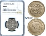 R657, Estonia, 50 Senti 1936, NGC MS63