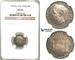 R66, Spain, Alfonso XIII, 50 Centimos 1900 (00) SM-V, Madrid, Silver, NGC MS64