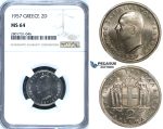 R664, Greece, Paul I, 2 Drachmai 1957, NGC MS64