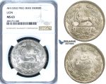 R666, Iran, Muzaffar al-Din Shah, 5000 Dinars AH1320 (1902) Silver, NGC MS63