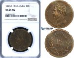 R697, French Colonies, Charles X, 10 Centimes 1829-A, Paris, NGC XF40BN