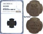 R698, Greece, Othon, 2 Lepta 1842, Athens, NGC AU58BN