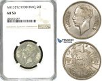 R713, Iraq, Ghazi I, 50 Fils AH1357 / 1938, Bombay, Silver, NGC AU53