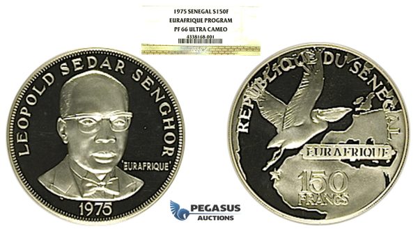 R715, Senegal, 150 Francs 1975 "Eurafrique Program" Silver, PF66 Ultra Cameo