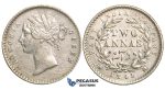 R73, East India Company, Victoria, 2 Annas 1841, Silver, Nice (Few marks)