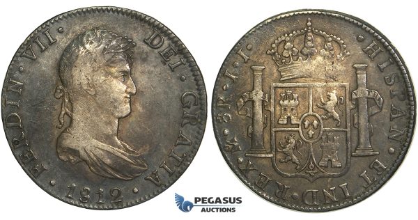 R76, Mexico, Ferdinand VII, 8 Reales 1812 Mo JJ, Mexico City, Silver, Dark toned!