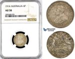 R765, Australia, George V, Sixpence (6P) 1914, Silver, NGC AU58