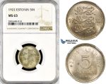 R775, Estonia, 5 Marka 1922, NGC MS63