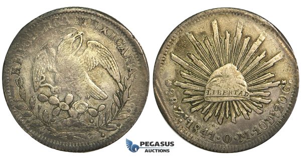 R78, Mexico, 8 Reales 1841 Zs OM, Zacatecas, Silver, Planchet defects, otherwise nice!