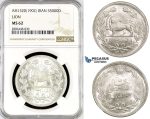 R783, Iran, Muzaffar al-Din Shah, 5000 Dinars AH1320 (1902) Silver, NGC MS62