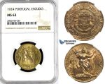 R789, Portugal, Escudo 1924, NGC MS63