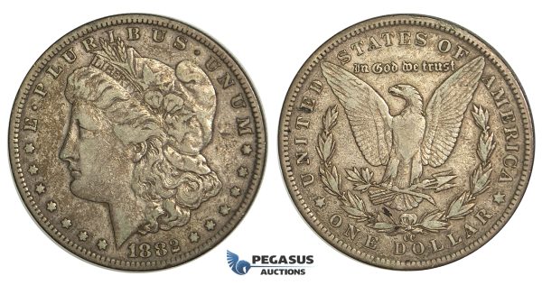 R80, United States, Morgan Dollar 1882-CC, Carson City, Silver, Toned gVF