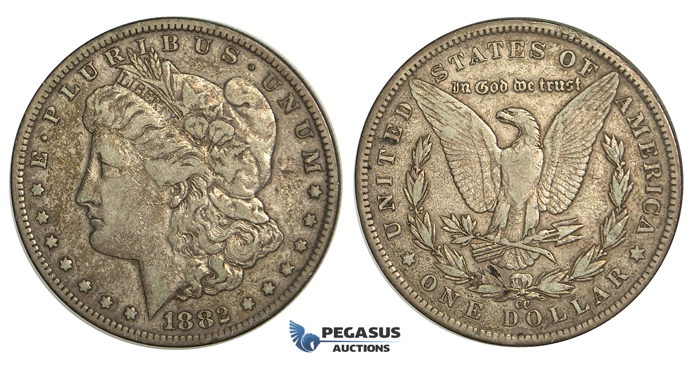 R80, United States, Morgan Dollar 1882-CC, Carson City, Silver, Toned gVF