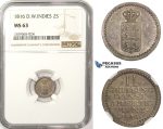 R806, Danish West Indies, 2 Skilling 1816, Silver, NGC MS63