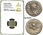 R81, Roman Empire, Divus Vespasian (69-79 AD) AR Denarius (3.36g) Rome, Posthumous issue, struck 80-81 AD under Titus, Capricorns, NGC VF