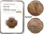 R813, Ireland, Half Penny 1935, NGC MS63RB