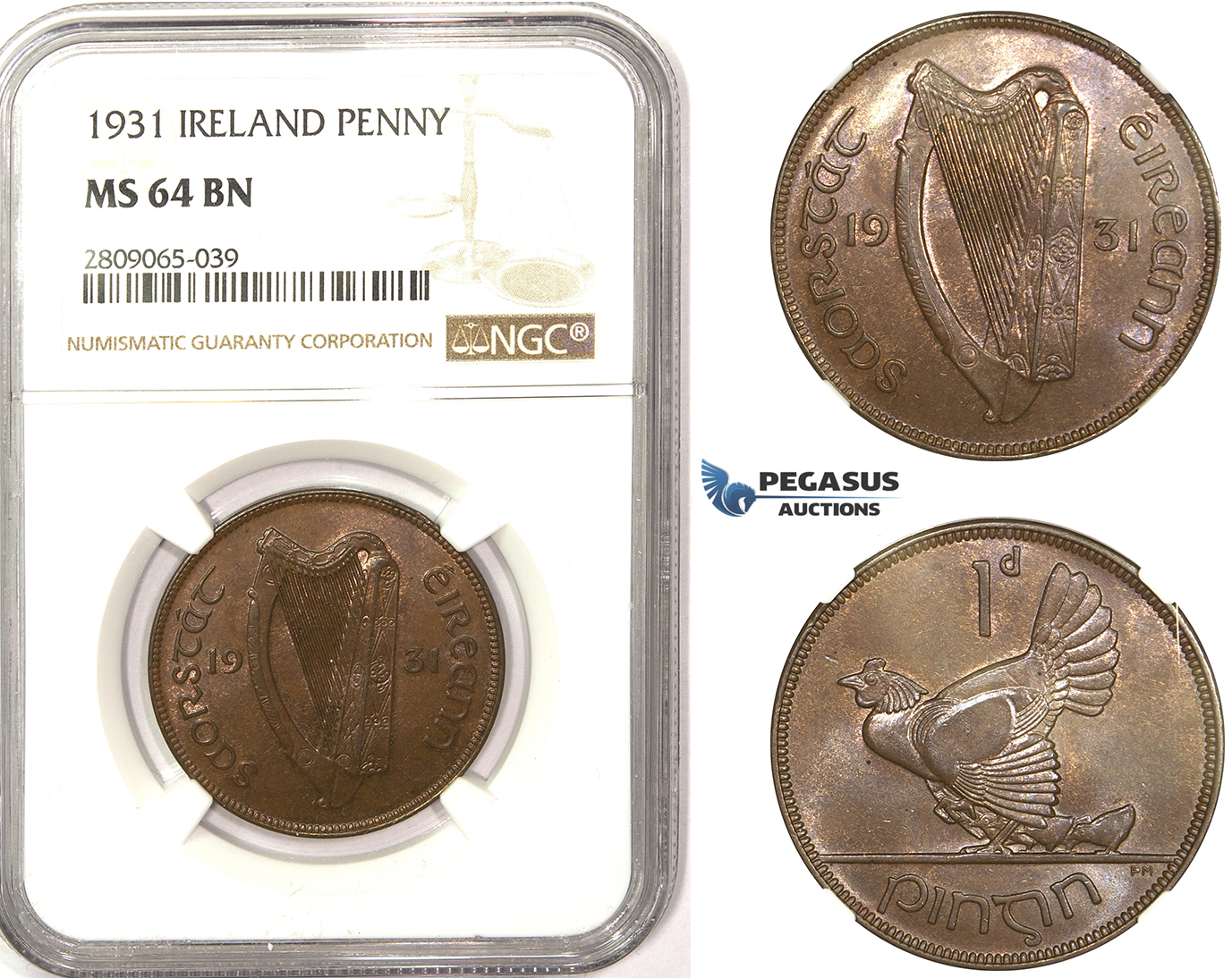 R814, Ireland, Penny 1931, NGC MS64BN