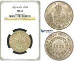 R89, Brazil, Pedro II, 1000 Reis 1856, Silver, NGC MS64