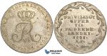 R98, Denmark, Frederik VI, “Offermark” 1/6 Rigsdaler 1808 MF, Copenhagen, Silver, AUNC