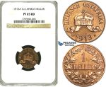 S20, German East Africa (DOA) Wilhelm II, 1 Heller 1913-A, Berlin, NGC PF65RD (Pop 1/1, Finest, First to be graded as a Proof) Very Rare!