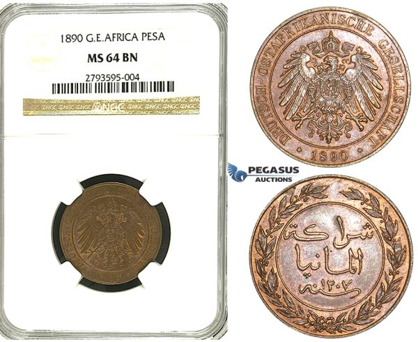 S21, German East Africa (DOA) Pesa 1890, NGC MS64BN