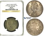 S25, India (British) Victoria, Rupee 1862 (C) Calcutta, Silver, S&W 4.41, Type G/6, NGC MS62 (Pop 1/1, Finest!)