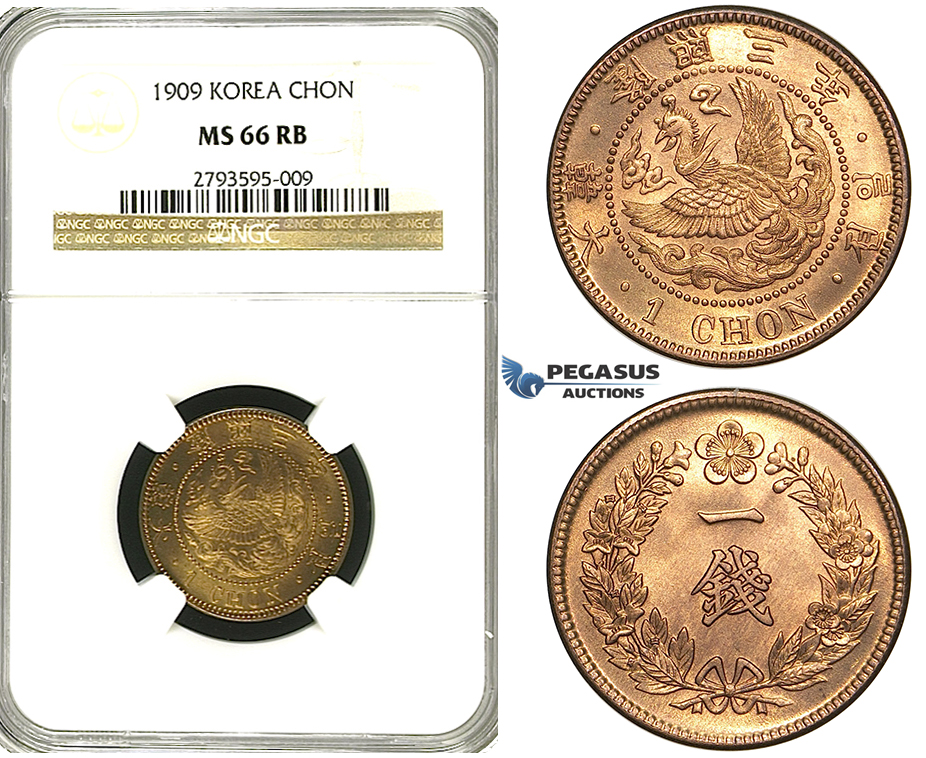 S29, Korea, Yung Hi, Chon Year 3 (1909) NGC MS66RB (Pop 1/3, No finer!)