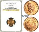 S52, Sarawak, C.V. Brooke, Rajah, ½ Cent 1933-H, Heaton, NGC MS66RD