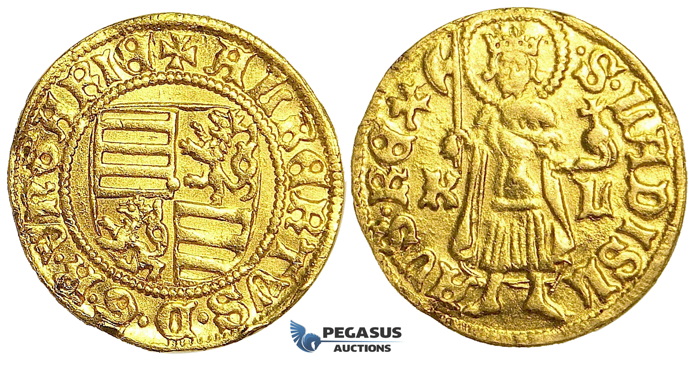 S61, Hungary, Albert (1437-39) Goldgulden ND (1438) K-L, Kremnitz, Gold (3.49g) Minor edge damages, Rare!