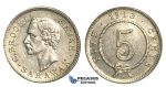 S63, Sarawak, C. Brooke Rajah, 5 Cents 1913-H, Heaton, Silver, High Grade (Lightly cleaned)