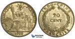 S67, French Indo-China, 20 Centimes 1920, San Francisco, Silver, Uncleaned High Grade