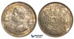 S72, Thailand, Rama V, 1 Baht ND (1876-1900) Silver, Spotted Toning, High Grade!