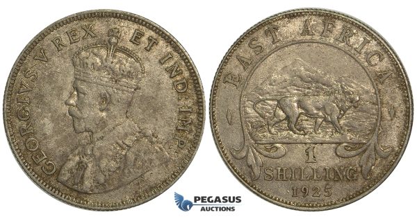 S83, East Africa, George V, 1 Shilling 1925, Silver, Nice!