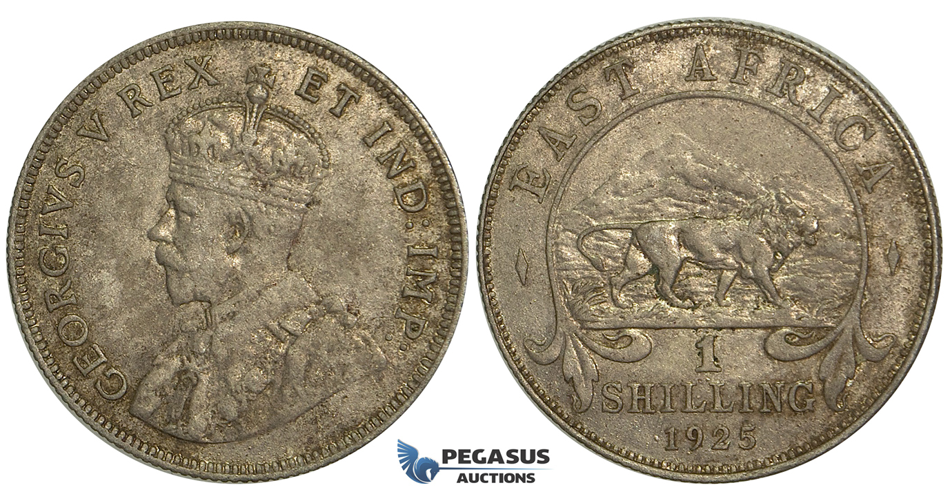 S83, East Africa, George V, 1 Shilling 1925, Silver, Nice!