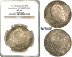 S94, Germany, Bavaria, Prince Leopold, 90th Birthday 5 Mark 1911-D, Munich, Silver, NGC MS65 (Prooflike fields)