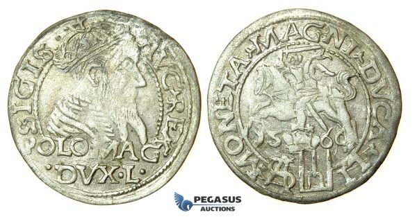 T123, Poland (for Lithuania) Sigismund II Augustus, Groschen 1566-SA, Tykocin, Silver (1.40g) TOP Grade!