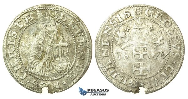 T142, Poland (for Danzig) Groschen 1577, Silver (1.72g)