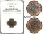 U06, Jersey, Victoria, 1/48 Shilling 1877-H, Heaton, NGC MS63BN