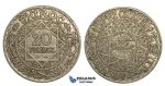 U09, Morocco, 20 Francs AH1352, Paris, Silver, Nice!