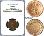 U47, Netherlands East Indies (Malay Archipelago) Wilhelmina, 1 Cent 1908, Utrecht, NGC PF64RB (Pop 1/2) Rare!