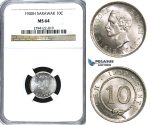 U60, Sarawak, C. Brooke Rajah, 10 Cents 1900-H, Heaton, Silver, NGC MS64 (Pop 1/4) Rare Grade!